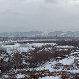 Панорама Енисея с улицы Белинского в Красноярске