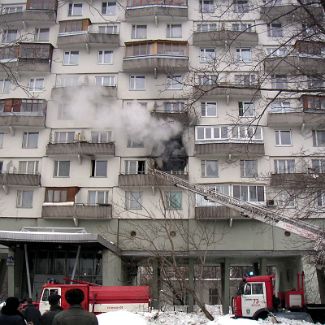 Пожар в жилом доме на проспекте Мира