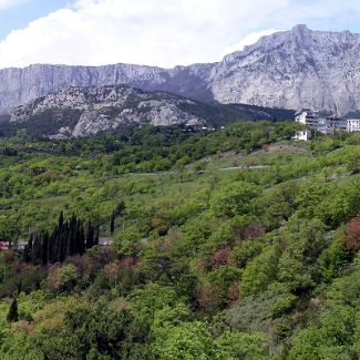 Панорама Ай Петринской яйлы из Алупки Крым: Вид из Алупки на Ай Петринскую яйлу