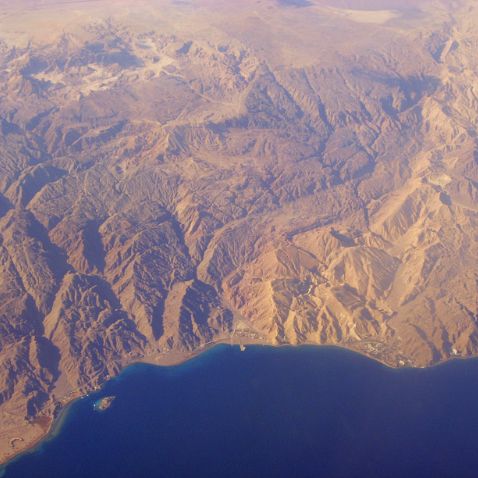 In flight: Egypt: Sinai seaside В полёте над побережьем Синайского полуострова