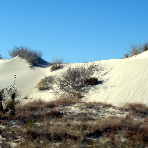 New Mexico: White Sands National Monument Нью-Мексико: Уайт-Сандс- памятник природы США в 25 км к юго-западу от Аламогордо на севере пустыни Чиуауа