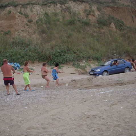 On Black Sea beach with family