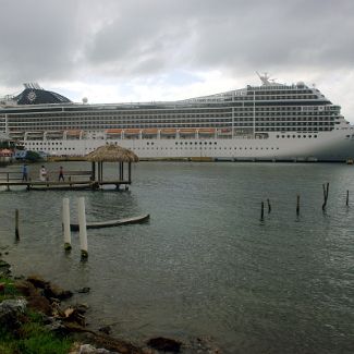 MSC Poesia ship at Port of Roatan