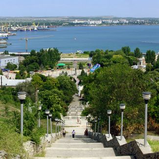 Crimea. Kerch Bay panorama. Крым. Панорама Керченской бухты с Большой Митридатcкой лестницы.