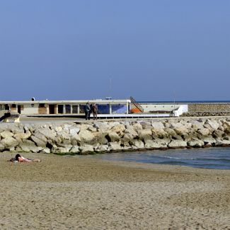 Platja de la Fragata Catalonia, Sitges, Panorama of the Beach Frigate