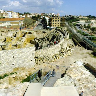 Ancient Tarragona panorama Catalonia, Amphitheatre of Tarragona and the Mediterranean Sea