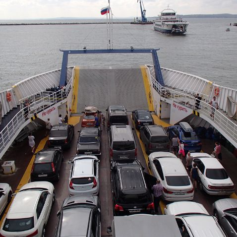 Ferry from Port Caucasus to Port Crimea Через Керченский пролив на пароме из Порта Кавказ в порт Крым