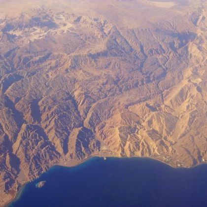 In flight: Egypt: Sinai seaside В полёте над побережьем Синайского полуострова