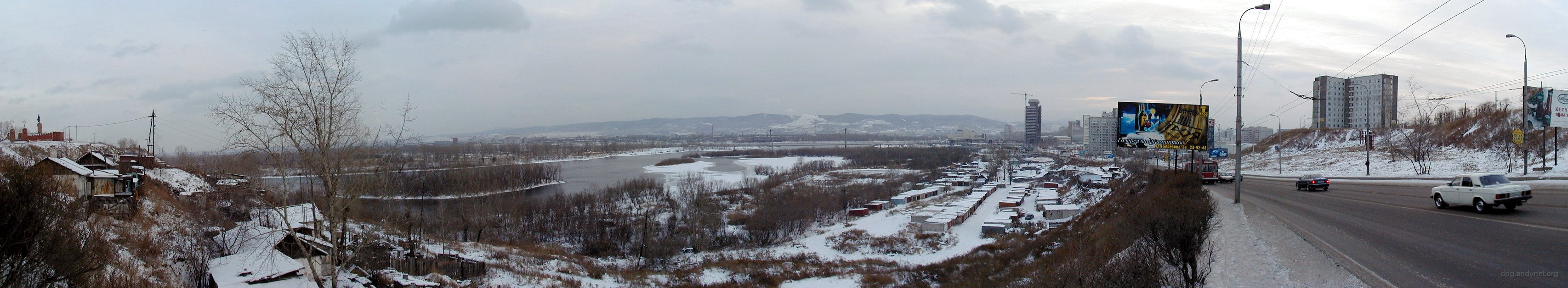 Панорама Енисея с улицы Белинского в Красноярске