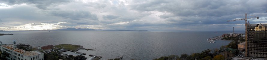 Владивосток: Панорама Амурского залива и Спортивной Гавани  Russia: Vladivostok: Amur Bay & Sports Harbor panorama : Владивосток, Море, Panorama, Russia