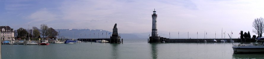 Lindauer Hafeneinfahrt  Вход в гавань Линдау на Бодензее : Germany, Deutschland, Lindau, Bodensee, Lake, Panorama