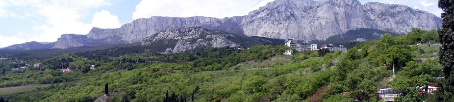 Панорама Ай Петринской яйлы из Алупки  Крым: Вид из Алупки на Ай Петринскую яйлу : Крым, Алупка, Горы, Panorama, Crimea