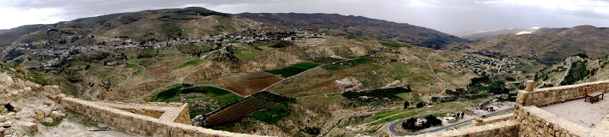 Jordan: View from Kerak Castle : Jordan, Castle, Panorama, Горы