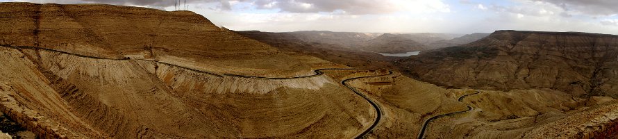 Jordan: Wadi Mujib  Каньон Вади-Муджиб (‏وادي الموجب‎) : Jordan, Горы, Panorama