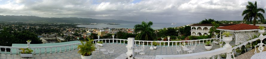 Jamaica: Montego Bay: Richmond Hill Inn Patio  Ямайка: Монтего-Бэй: Панорама терассы Richmond Hill Inn : Sea, Panorama, Caribbean, Jamaica, Море