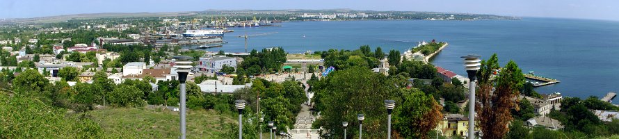 Crimea. Kerch Bay panorama.  Крым. Панорама Керченской бухты с Большой Митридатcкой лестницы. : Crimea, Panorama, Крым, Море, Sea, Керчь