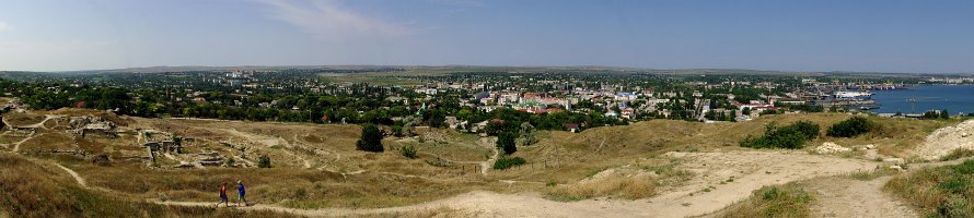 Crimea. Panticapaeum ruins & Kerch Bay panorma.  Крым. Панорама руин античного Пантикапея и Керченской бухты. : Crimea, Panorama, Крым, Море, Sea, Керчь, Ruins