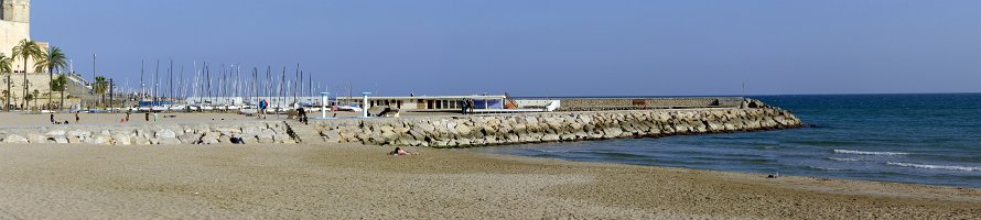 Platja de la Fragata  Catalonia, Sitges, Panorama of the Beach Frigate : Sea, Beach, Catalonia, Spain, Panorama, Море, Sitges