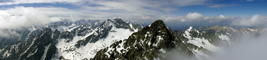 Panorama from Lomnický štít  Slovensko: Vysoké Tatry: Panorama from Lomnický štít : Panorama, Slovensko, Горы