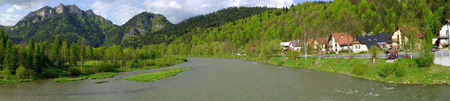 River Dunajec  Polish-Slovakian border on the river Dunajec : Panorama, Slovensko, Горы, River, Polska