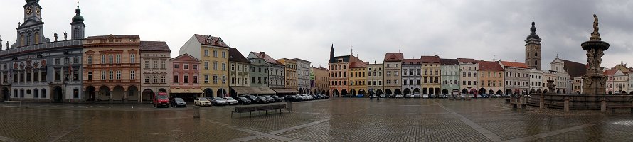 České Budějovice: Náměstí Přemysla Otakara II  Панорама площади Пржемысла Оттокара II в Ческе-Будеёвице : Panorama, Česko