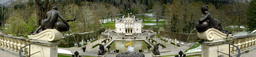 Schloss Linderhof  Panorama von Der Schloss Linderhof des bayerischen Königs Ludwig II Панорама замка Линдерхоф короля Людвига II : Panorama, Palace, Deutschland, Germany, Bavaria