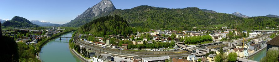 Blick von der Festung Kufstein über Inn  Панорамный вид из крепости Куфштайн на Инн : Panorama, River, Austria, Österreich, Горы