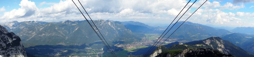 Panoramic view on Garmisch-Partenkirchen from Alpspix platform  Панорамный аид на Гармиш-Партенкирхен со смотровой площадки Alpspix у горы Alpspitze : Deutschland, Germany, Bayern, Bavaria, Mountains, Panorama, Garmisch-Partenkirchen, Alpspitze, Alpspix